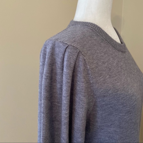 Magaschoni Balloon Puff Sleeve Crew Neck Gray Sweater - M - Picture 2 of 11